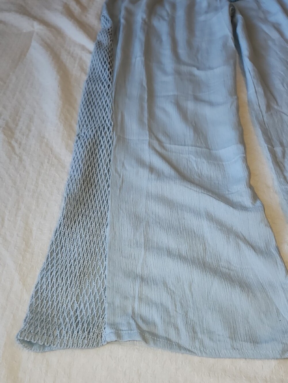 Turks & Caicos Light Blue Crochet Wide Leg Pants Cover Up NWT - Picture 4 of 11